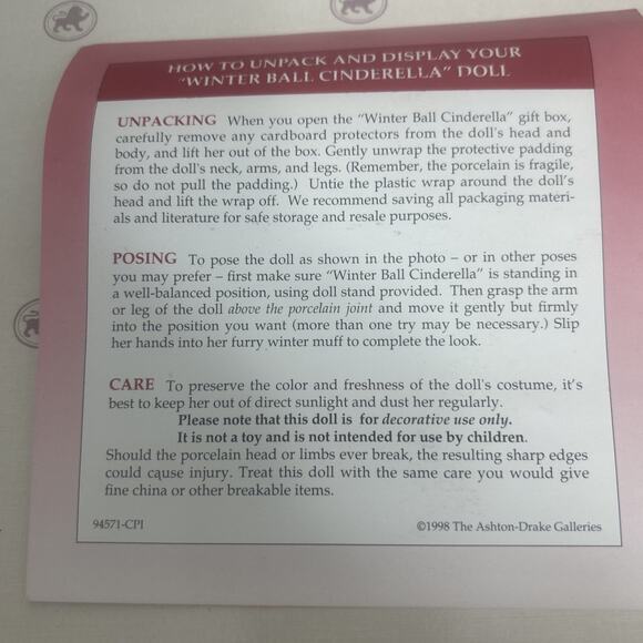 Rare Aston Drake Doll VTG 90’s Certificate Authentic Fairy Princess Cinderella - Picture 7 of 11